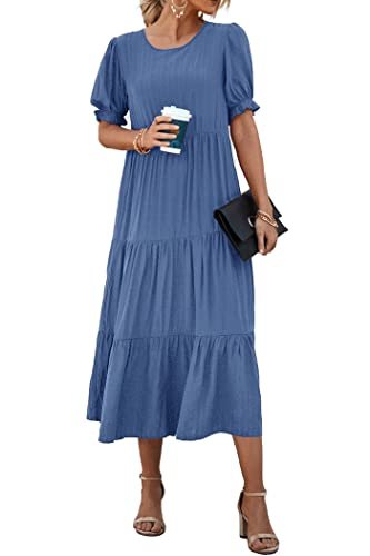 August Sky Women's Floral Puff Sleeve Midi Dress
