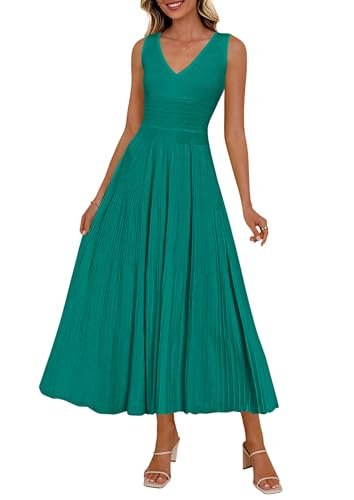 August Sky Women's Pleated Neckline Midi Dress