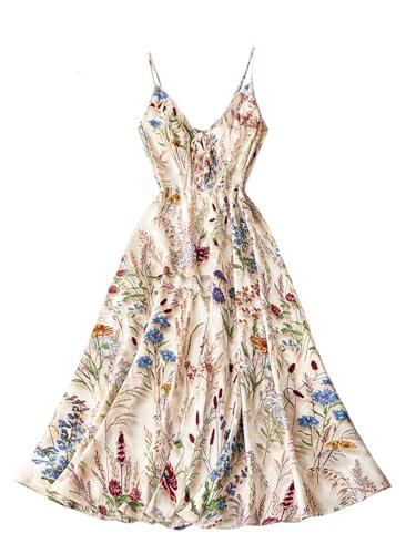 August Sky Women's Floral Tie Strap Midi Dress