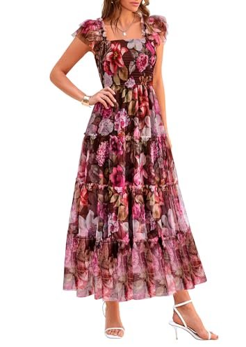 August Sky Women's Floral Smocked Midi Dress