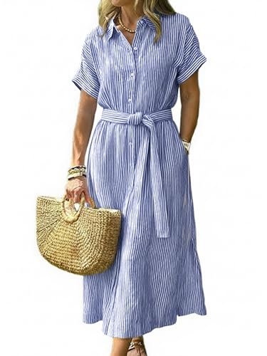 Women's Belted Chambray Shirtdress | August Sky